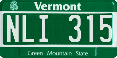 VT license plate NLI315