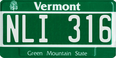 VT license plate NLI316