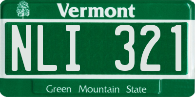 VT license plate NLI321