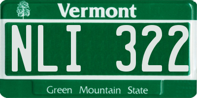 VT license plate NLI322