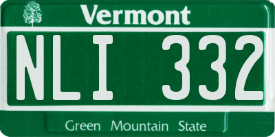 VT license plate NLI332