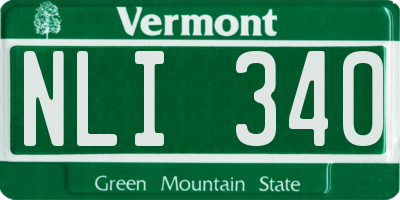 VT license plate NLI340