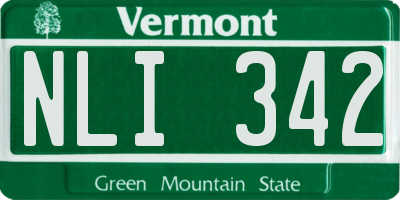 VT license plate NLI342