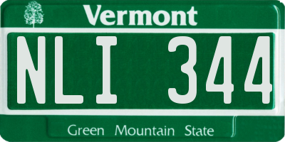 VT license plate NLI344