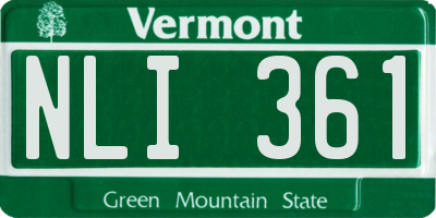 VT license plate NLI361