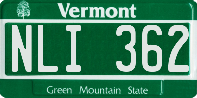 VT license plate NLI362