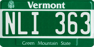 VT license plate NLI363