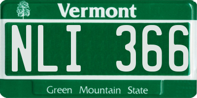 VT license plate NLI366