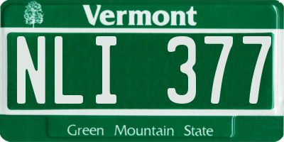 VT license plate NLI377