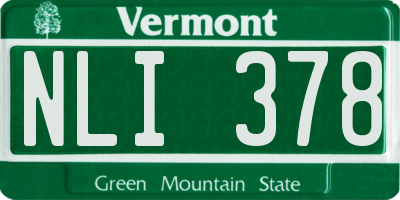 VT license plate NLI378