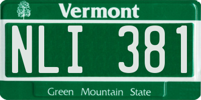 VT license plate NLI381