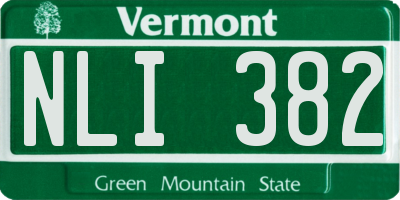 VT license plate NLI382