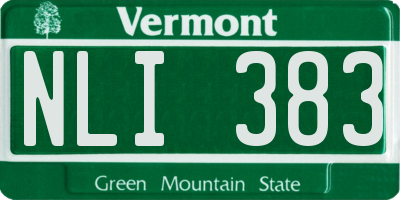 VT license plate NLI383