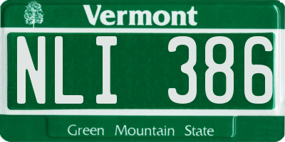 VT license plate NLI386
