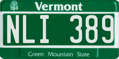 VT license plate NLI389