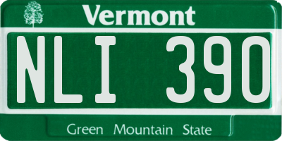 VT license plate NLI390