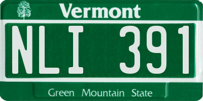 VT license plate NLI391