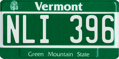 VT license plate NLI396