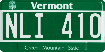 VT license plate NLI410