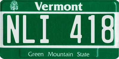 VT license plate NLI418
