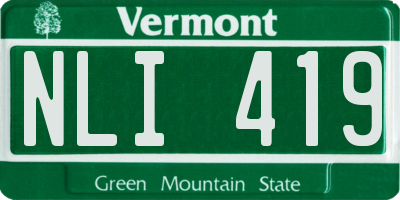 VT license plate NLI419
