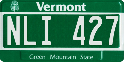 VT license plate NLI427