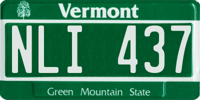 VT license plate NLI437