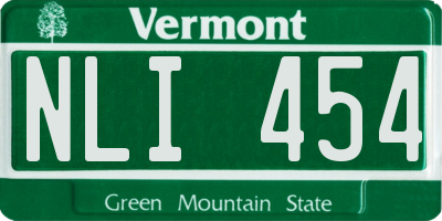 VT license plate NLI454