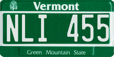 VT license plate NLI455