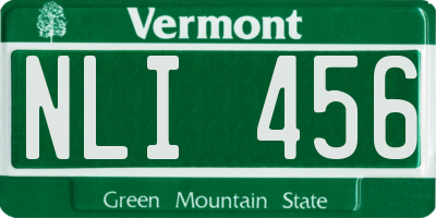 VT license plate NLI456