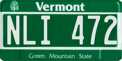 VT license plate NLI472