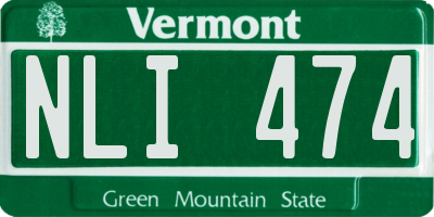 VT license plate NLI474