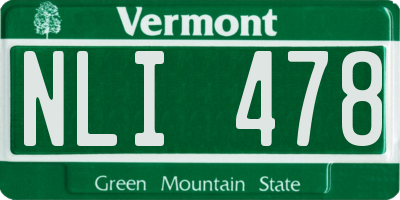 VT license plate NLI478