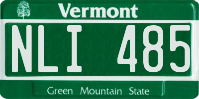 VT license plate NLI485