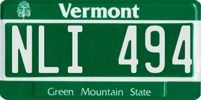 VT license plate NLI494
