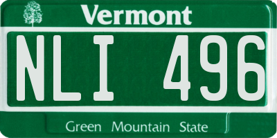 VT license plate NLI496