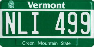 VT license plate NLI499