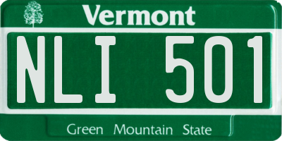 VT license plate NLI501