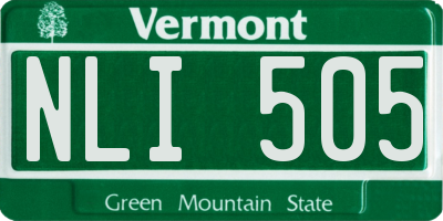 VT license plate NLI505