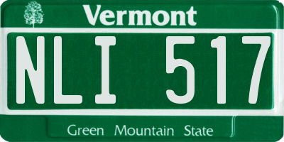 VT license plate NLI517