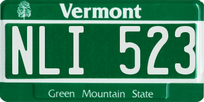 VT license plate NLI523