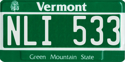 VT license plate NLI533