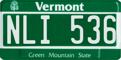 VT license plate NLI536