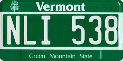 VT license plate NLI538