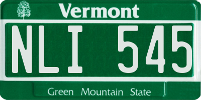 VT license plate NLI545