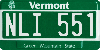 VT license plate NLI551