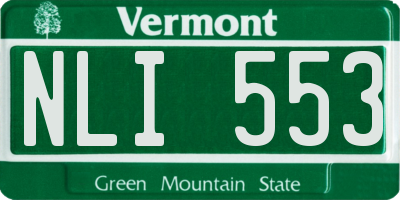 VT license plate NLI553