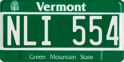 VT license plate NLI554