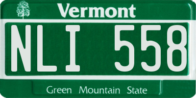 VT license plate NLI558