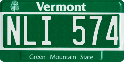 VT license plate NLI574